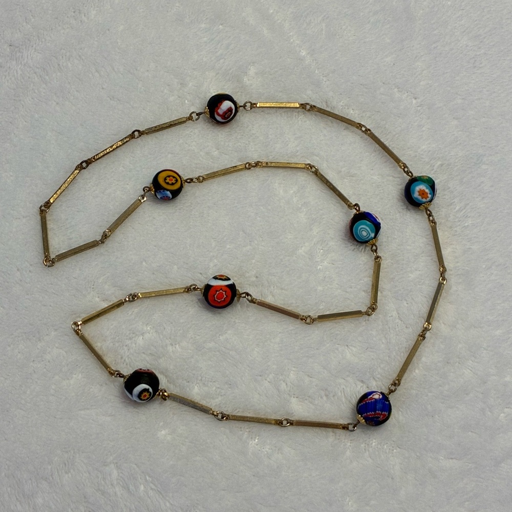 Vintage Multi-Color Handpainted Bead Necklace